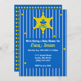 黄色い星とおしゃぶり男の赤ちゃんシャワー 招待状