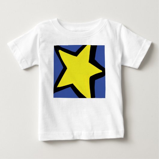 黄色い星と青い背景 ベビーTシャツ (正面)