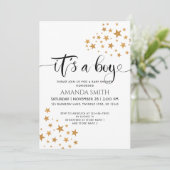 黄色い星と黒と白の赤ん坊シャワーの少年だ 招待状 (スタンド正面)