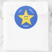 黄色い星の先生は青を褒める ラウンドシール (バッグ)