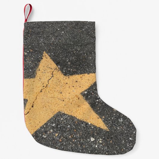黄色い星印の舗装 スモールクリスマスストッキング (正面)