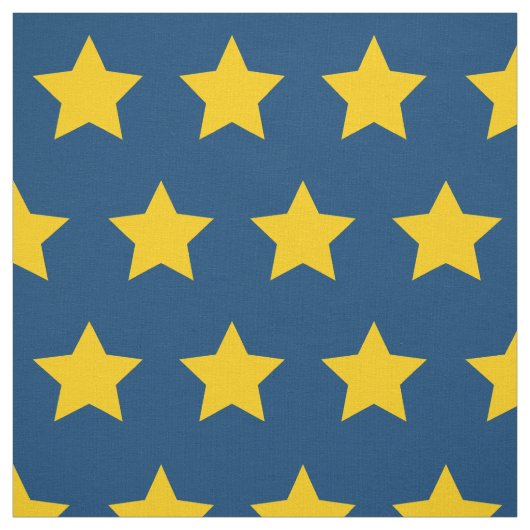 黄色い星型の青い背景 ファブリック (見本)