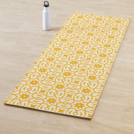 黄色い星花模様 ヨガマット