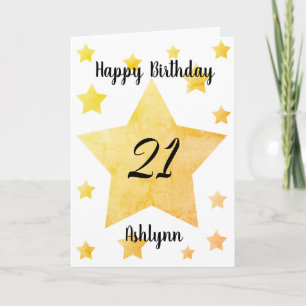 黄色い星21歳の誕生日 カード