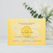 黄色い春のラッパスイセンの花RSVPの応答カード 出欠カード (スタンド正面)