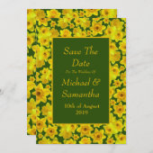 黄色い春の水仙-結婚式の保存日 招待状 (正面/裏面)