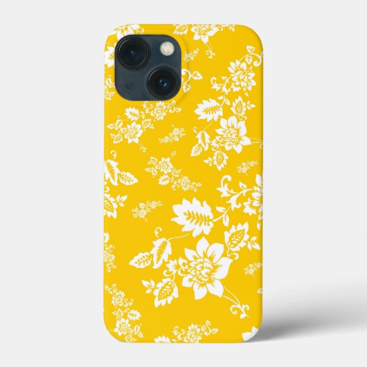 黄色い春の背景に白い花柄 Case-Mate iPhoneケース (裏面)