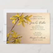 黄色い春の花・スプリング・フォーサイシアのライフセレブレーション 招待状 (正面)