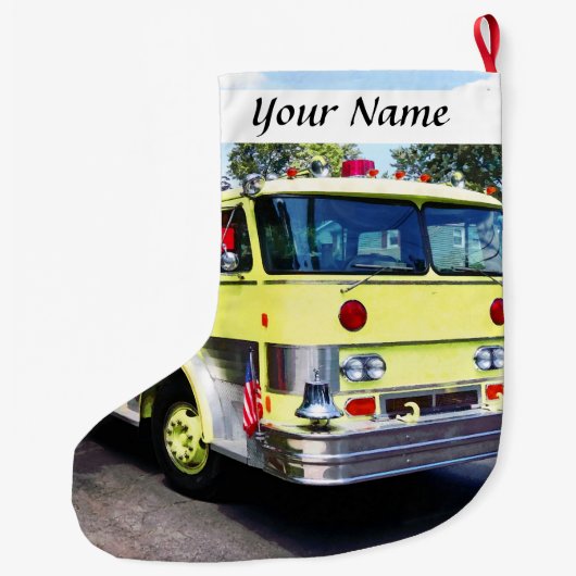 黄色い普通消防車 ラージクリスマスストッキング (裏面)