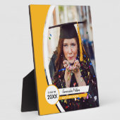 黄色い曲線枠の写真卒業 フォトプラーク (側面)