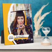 黄色い曲線枠の写真卒業 フォトプラーク (側面)