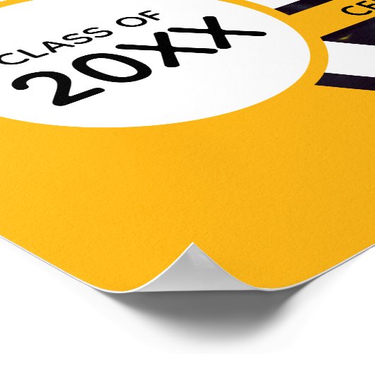 黄色い曲線枠の写真卒業 ポスター (角)