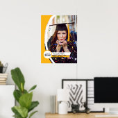 黄色い曲線枠の写真卒業 ポスター (ホームオフィス)