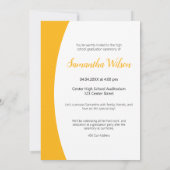 黄色い曲線枠の写真卒業 招待状 (裏面)