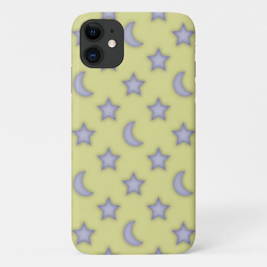 黄色い月と星のパターン Case-Mate iPhoneケース (裏面)