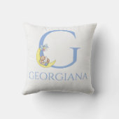 黄色い月にカスタムネームの赤ちゃん クッション (裏面)