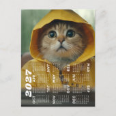 黄色い服を着たかわいい猫の2027年カレンダー ポストカード (正面)