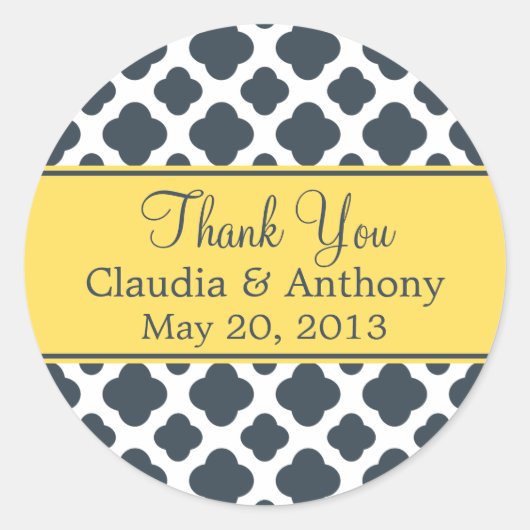 黄色い木炭クローバー ラウンドシール (正面)