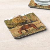 黄色い木畑に茶色の馬 コースター (左側)