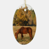 黄色い木畑に茶色の馬 セラミックオーナメント (右)