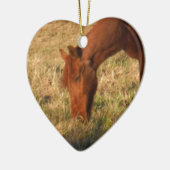 黄色い木畑に茶色の馬 セラミックオーナメント (左)