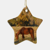 黄色い木畑に茶色の馬 セラミックオーナメント (右)