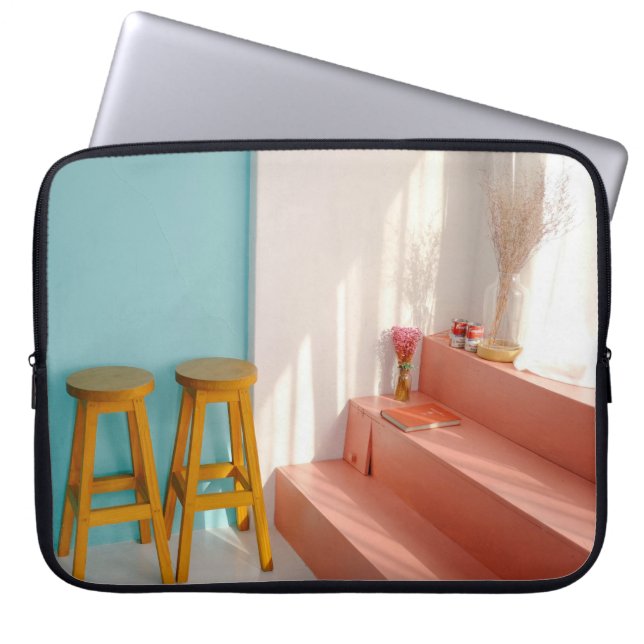 黄色い木製のバー ラップトップスリーブ (正面)