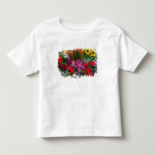 黄色い杭柵と花の庭が トドラーTシャツ (正面)