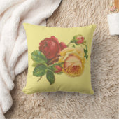 黄色い枕のヴィンテージのバラ クッション (ブランケット)