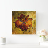 黄色い果実ヴィンテージ時計 スクエア壁時計 (ホーム)