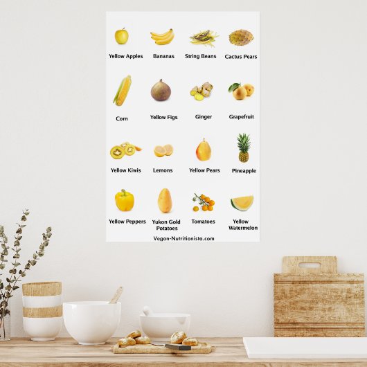 黄色い果実野菜 ポスター (キッチン)