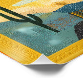 黄色い枠の砂漠アートグリッド – ジオメト鮮やかリ ポスター (コーナー)