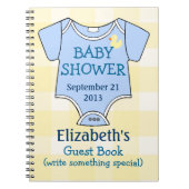 黄色い格子縞および青色児のシャワーの来客名簿 ノートブック (正面)