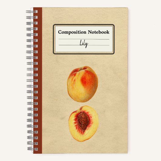 黄色い桃と半分の組成パーソナライズされた物 ノートブック (正面)