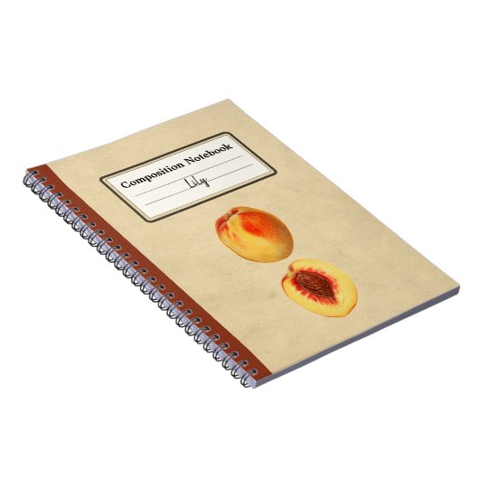黄色い桃と半分の組成パーソナライズされた物 ノートブック (右側)