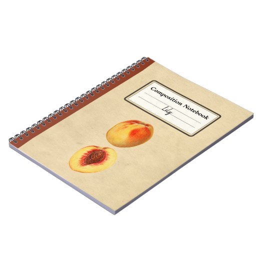 黄色い桃と半分の組成パーソナライズされた物 ノートブック (左側)