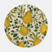 黄色い梨の葉白い背景 ガラスオーナメント (裏面)