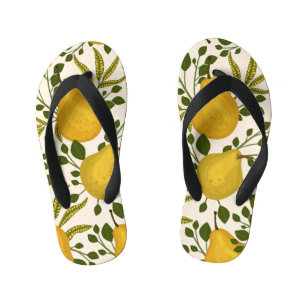 黄色い梨の葉白い背景 キッズビーチサンダル