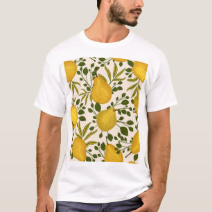 黄色い梨の葉白い背景 Tシャツ