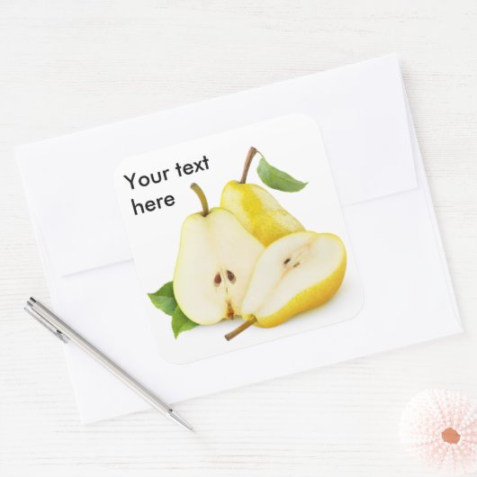 黄色い梨を切る スクエアシール (封筒)
