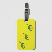 黄色い模様の緑の恐竜 ラゲッジタグ (正面縦)