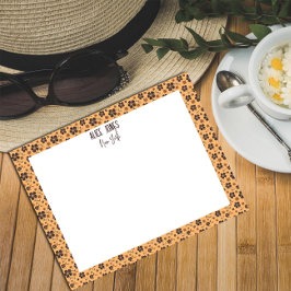 黄色い模様茶色の天然花 ノートパッド