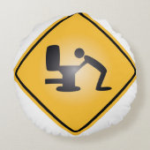 黄色い残存物の警告標識の円形の枕 ラウンドクッション (裏面)