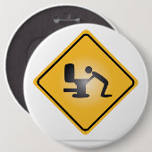 黄色い残存物の警告標識ボタン 缶バッジ (正面&裏面)