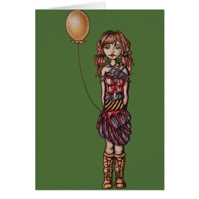 黄色い気球を握る女の子のかわいいパンクの漫画 (正面)