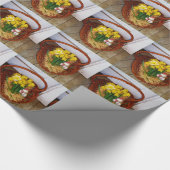 黄色い水仙とフローラのイースター卵のバスケット ラッピングペーパー (角)