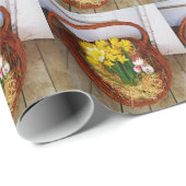 黄色い水仙とフローラのイースター卵のバスケット ラッピングペーパー (ロールコーナー)
