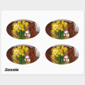 黄色い水仙とフローラのイースター卵のバスケット 楕円形シール (シート)