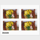 黄色い水仙とフローラのイースター卵のバスケット 長方形シール (シート)