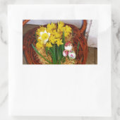 黄色い水仙とフローラのイースター卵のバスケット 長方形シール (バッグ)